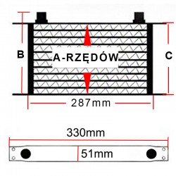 Chłodnica oleju 10-rzędowa 330x100x51