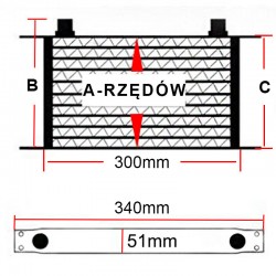 Chłodnica oleju 10-rzędowa 340x167x51