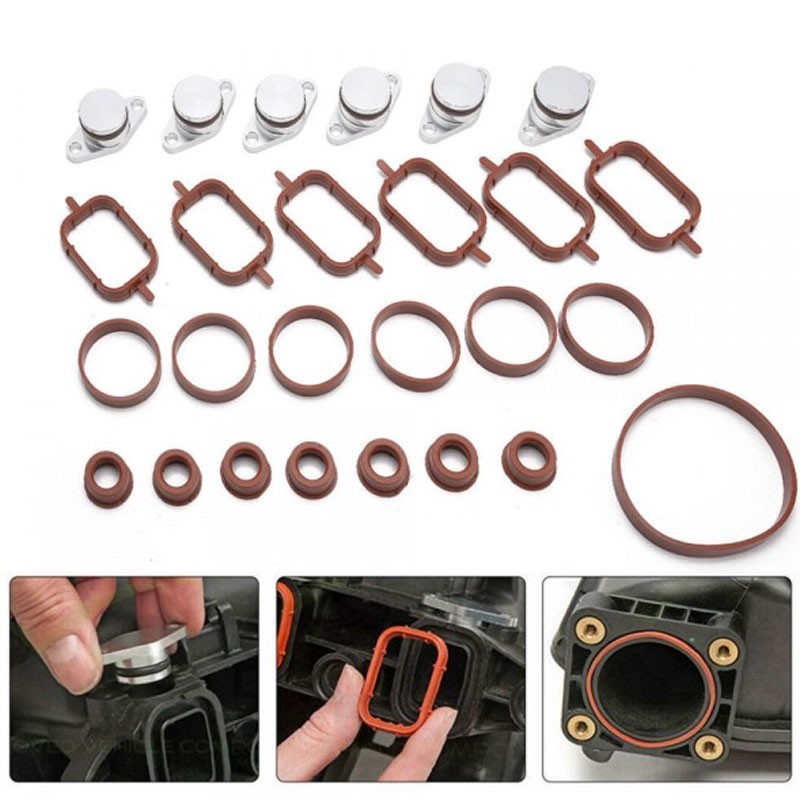 Aluminiowe zaślepki klap wirowych BMW M57 22mm + uszczelki