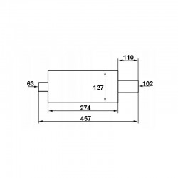 Tłumik końcowy ze stali nierdzewnej 2.5/4" (63/102mm) śr.127mm dł.457