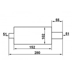 Tłumik końcowy krótki ze stali nierdzewnej 2"/2" (51/51mm) śr.102mm dł. 280mm