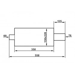 Tłumik końcowy ze stali nierdzewnej 2.5/3" (63/76mm) dł. 558mm