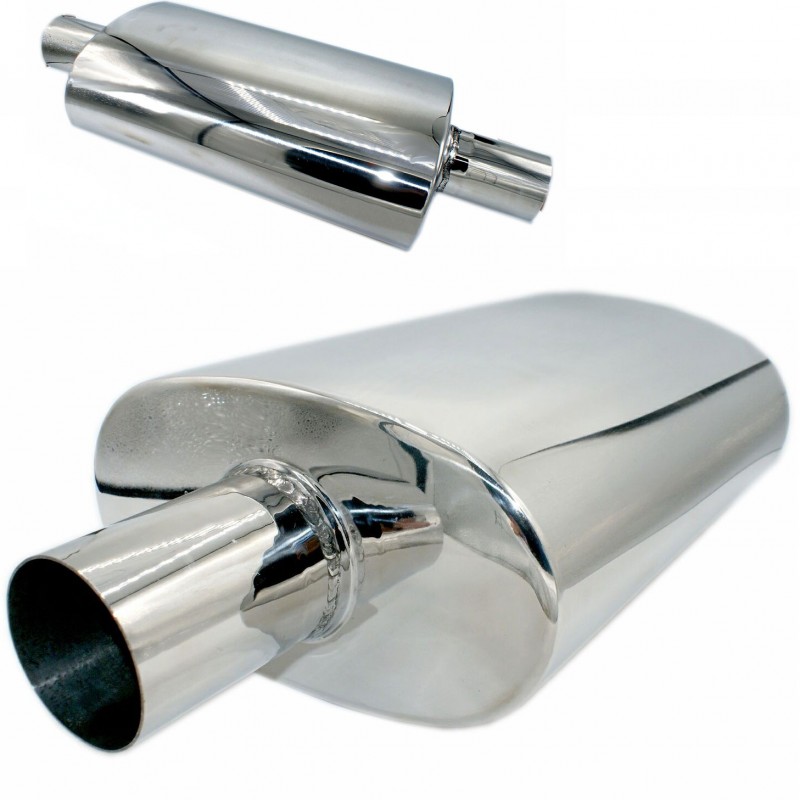 Tłumik środkowy ze stali nierdzewnej 2.5" (63mm) śr. 127x228mm dł.558mm