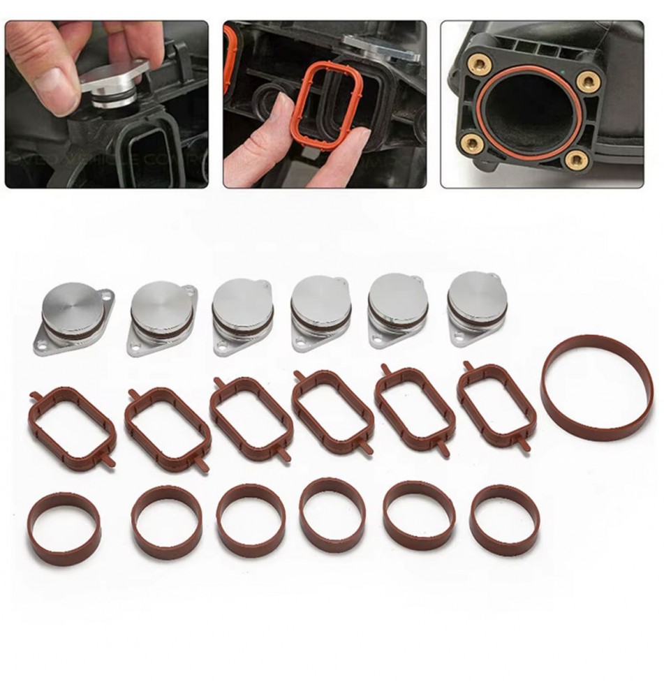 Aluminiowe zaślepki klap wirowych BMW M57 32mm + uszczelki