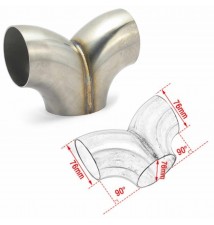 TRÓJNIK WYDECHU T-PIPE 76MM NIERDZEWNY