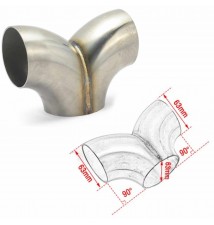 TRÓJNIK WYDECHU T-PIPE 63MM NIERDZEWNY