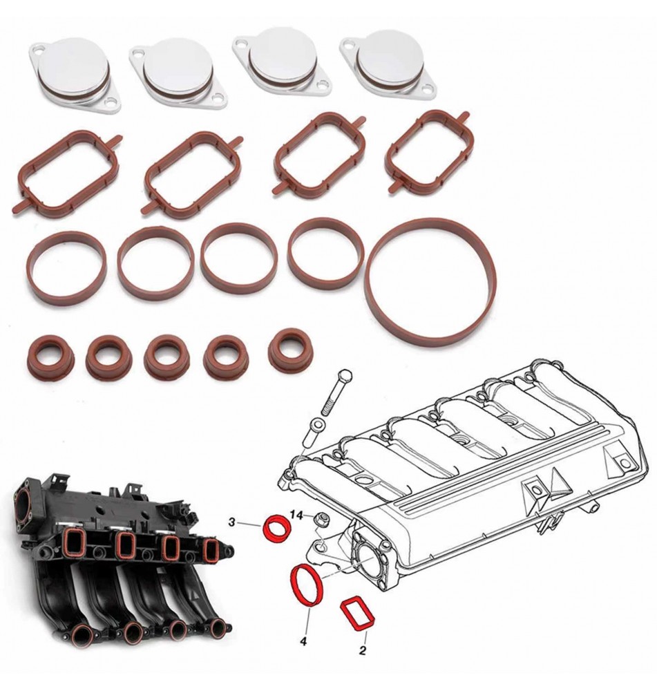 Aluminiowe zaślepki klap wirowych BMW M47 32mm + uszczelki
