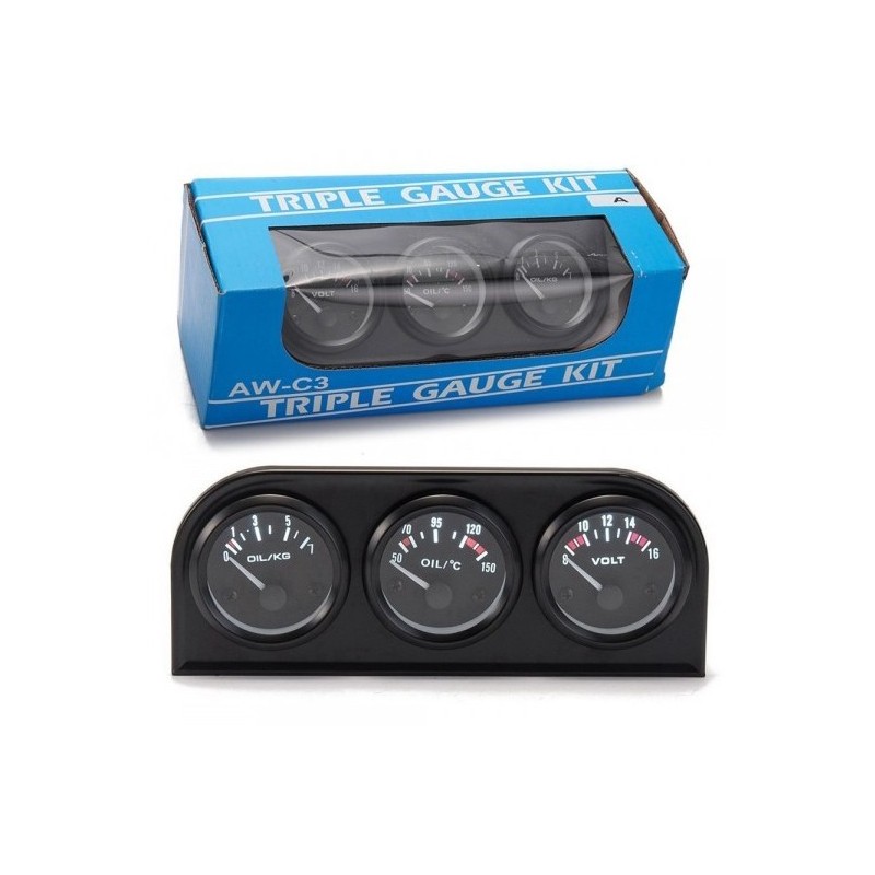 Zegar 52mm 3in1 Volt +oil temp +Oil Pressure