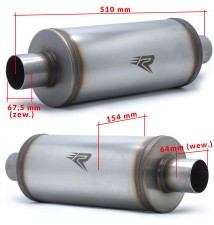 Tłumik środkowy przelotowy 63mm 409SS