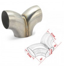 TRÓJNIK WYDECHU T-PIPE 51MM NIERDZEWNY