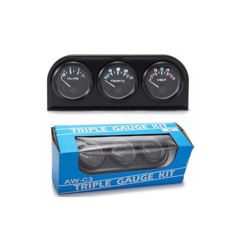 Zegar 52mm 3in1 Volt meter +water temp gauge +Oil Pressure Gauge Kit car meter