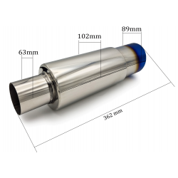 Tłumik końcowy 2,5" 63mm niebieska końcówka