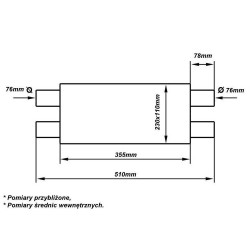 Tłumik Środkowy 76mm TurboWorks LT 304SS 355mm