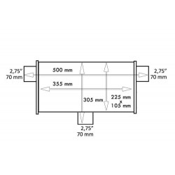 Tłumik Środkowy Tylny 70mm TurboWorks LT 304SS 355mm