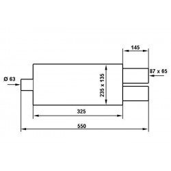 Tłumik Końcowy TurboWorks 2x65x86mm wejście 63,5mm