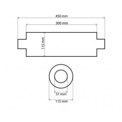 Tłumik Środkowy 51mm TurboWorks RS 304SS 300mm