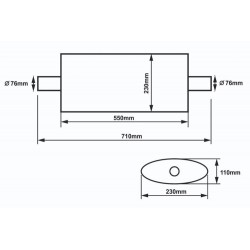 Tłumik Środkowy 76mm SLIDE 304SS 550mm